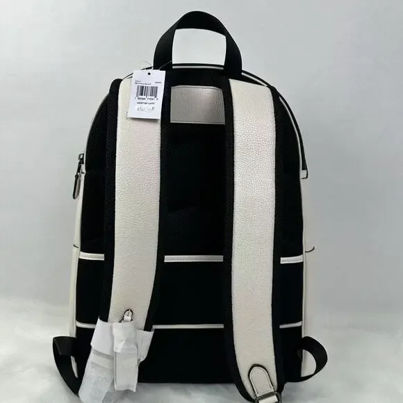 Coach West Backpack With Varsity Motif CAK14 In Leather Gunmetal/Chalk NWT